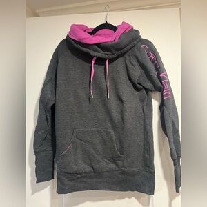 Calvin Klein Women's Charcoal and Magenta Cowl Neck Sweater